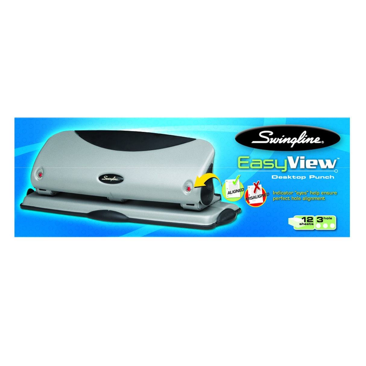 Swingline EasyView Desktop Punch, 3-Hole, 12-Sheet Capacity