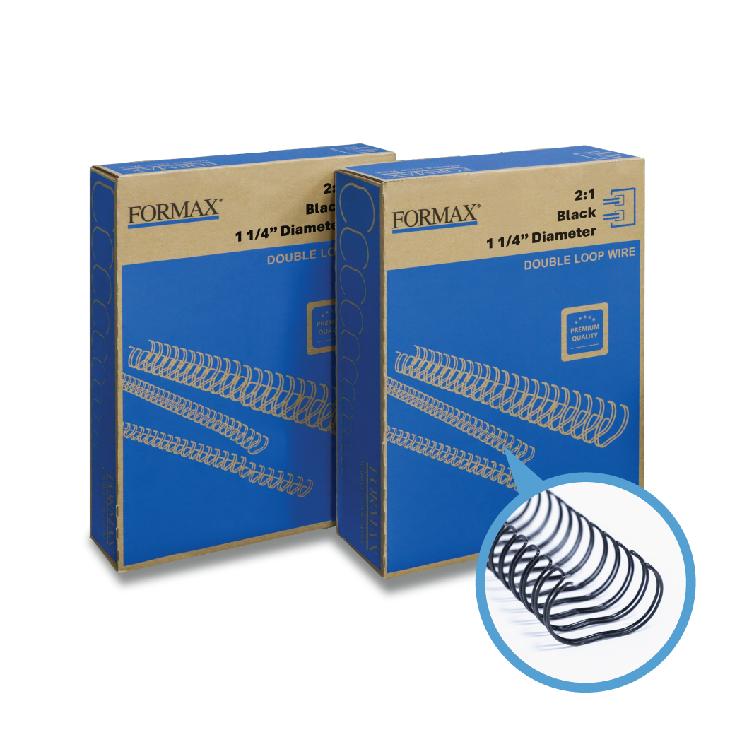 Formax Black ReadyWire, Letter Size, Double-Loop, Pitch 3:1 (1/4″ to 1/2″) & 2:1 (1/4″ to 1-1/4″) Binding Wire