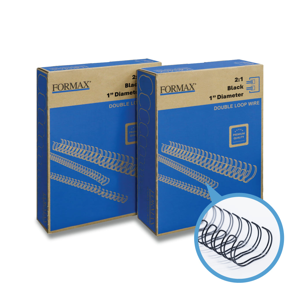 Formax Black ReadyWire, Letter Size, Double-Loop, Pitch 3:1 (1/4″ to 1/2″) & 2:1 (1/4″ to 1-1/4″) Binding Wire