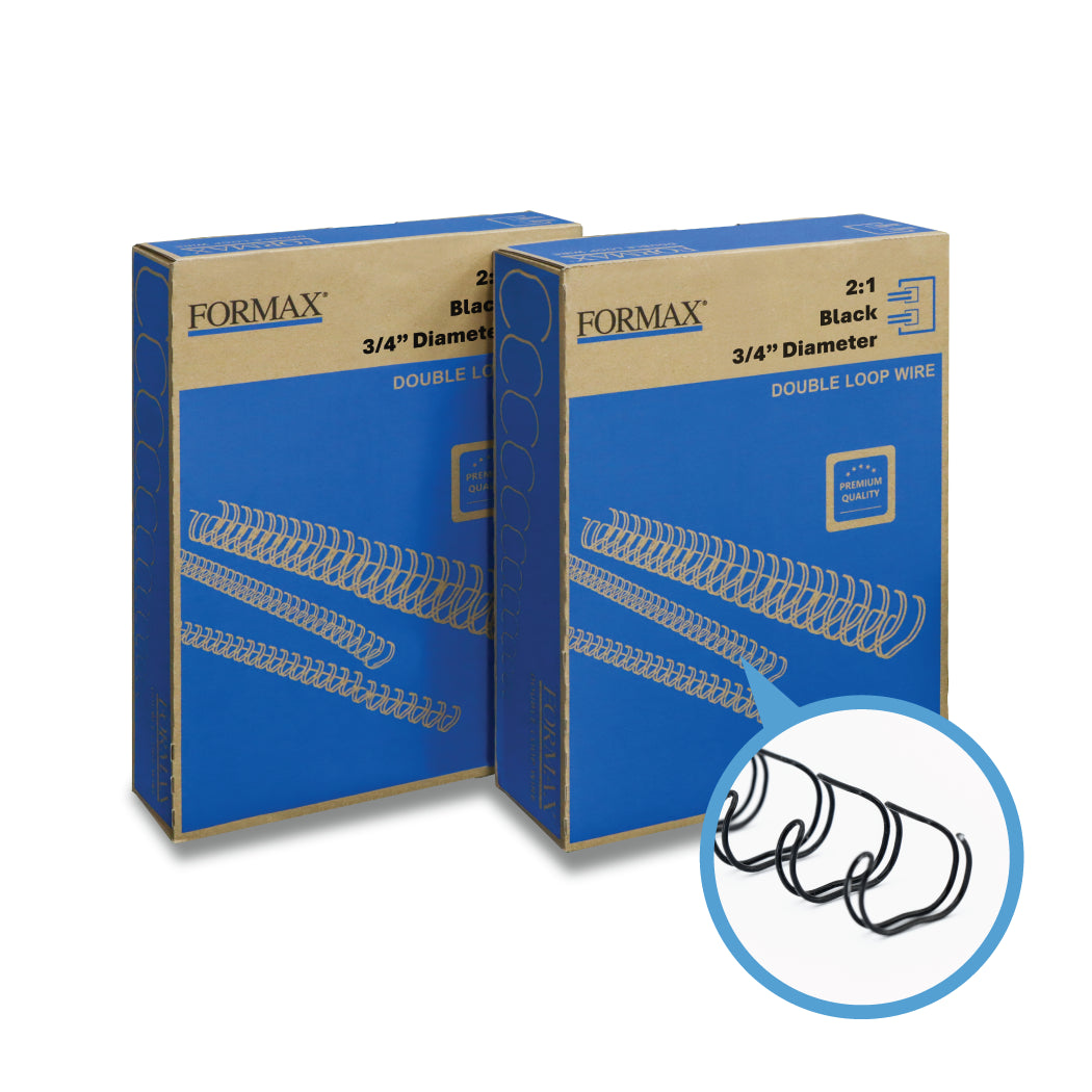 Formax Black ReadyWire, Letter Size, Double-Loop, Pitch 3:1 (1/4″ to 1/2″) & 2:1 (1/4″ to 1-1/4″) Binding Wire
