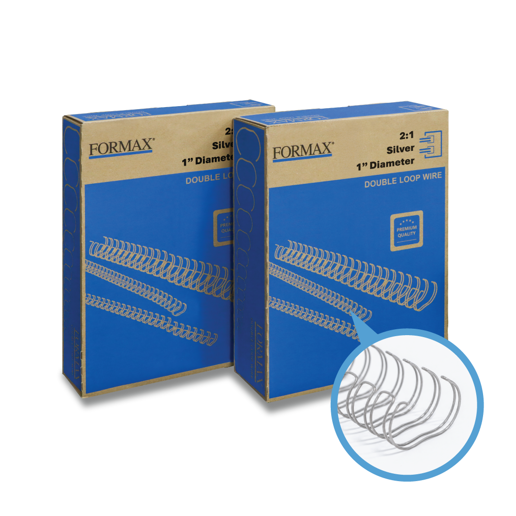 Formax Silver ReadyWire, Letter Size, Double-Loop, Pitch 3:1 (1/4″ to 1/2″) & 2:1 (1/4″ to 1-1/4″) Binding Wire