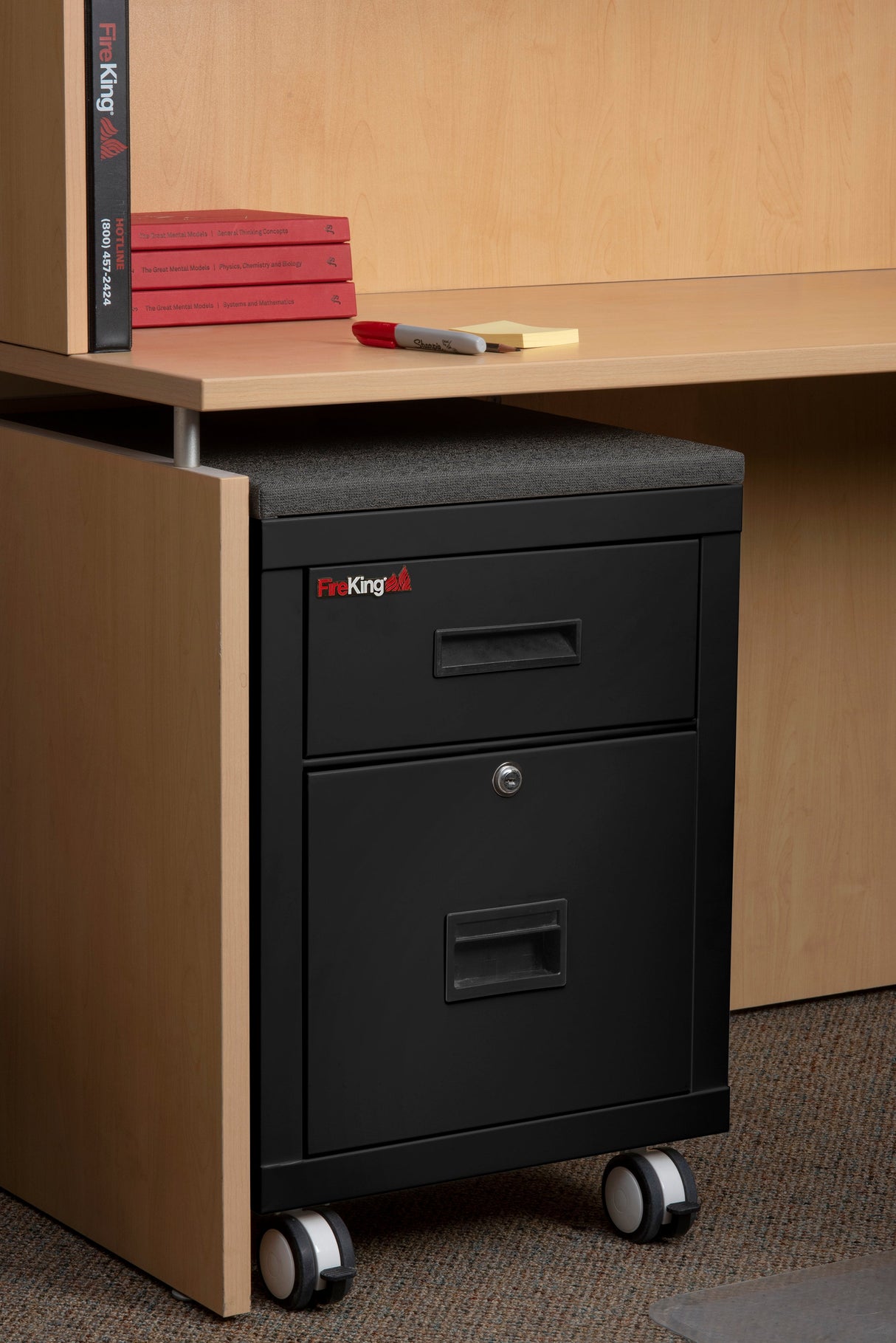 FireKing Mobile Pedestal Legal/Letter File Cabinet (1-Hour Fire Rated)
