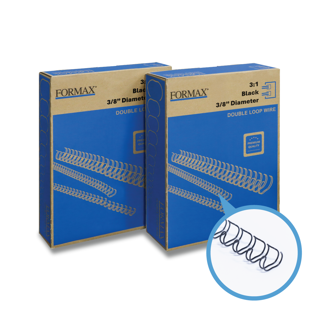 Formax Black ReadyWire, Letter Size, Double-Loop, Pitch 3:1 (1/4″ to 1/2″) & 2:1 (1/4″ to 1-1/4″) Binding Wire