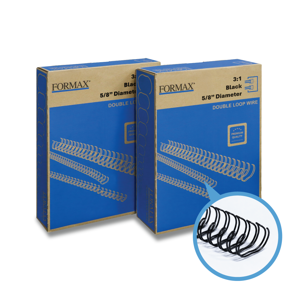 Formax Black ReadyWire, Letter Size, Double-Loop, Pitch 3:1 (1/4″ to 1/2″) & 2:1 (1/4″ to 1-1/4″) Binding Wire