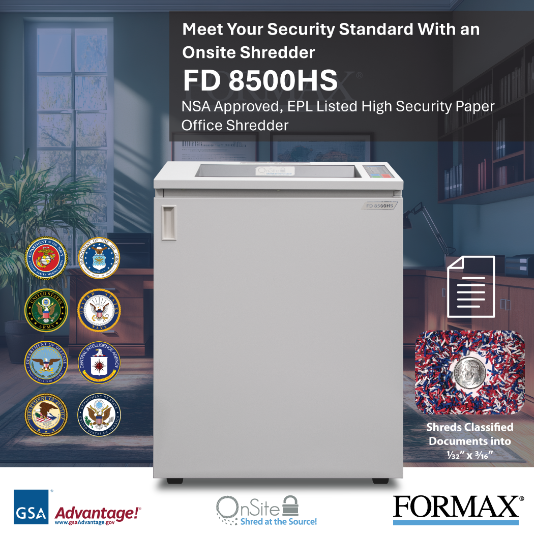 Formax FD 8500HS High Security Office Shredder (NSA Listed)