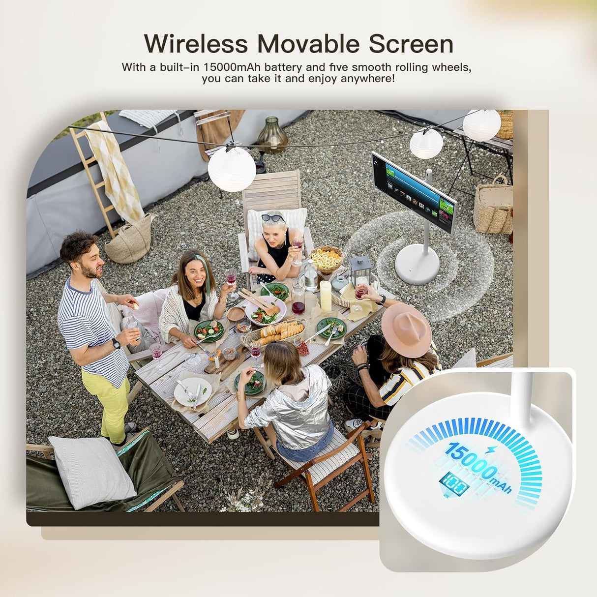 Fiteye - 32" Portable Touch Monitor Full Swivel Rotation, Android OS & Voice Remote Control