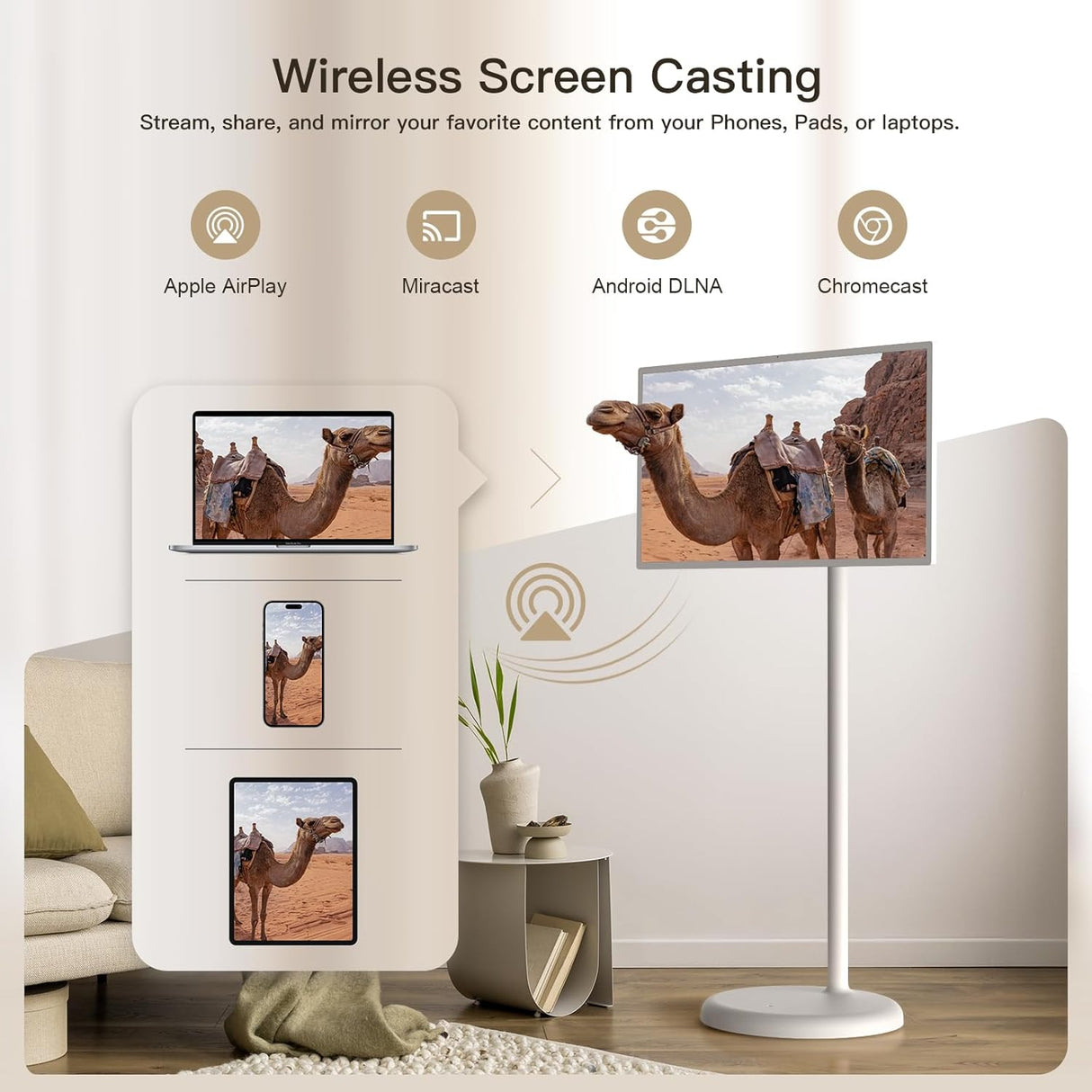 Fiteye - 32" Portable Touch Monitor Full Swivel Rotation, Android OS & Voice Remote Control