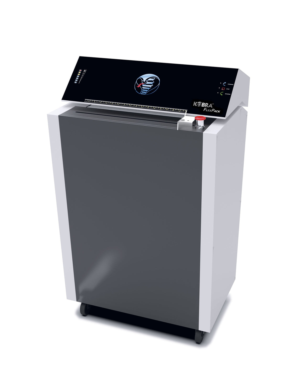 A Kobra FlexPack Cardboard Shredder, which is a machine used to cut and process cardboard into high-quality packaging material.