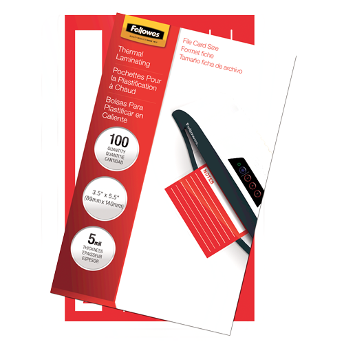 Fellowes Glossy Pouches - Index Card, 5 mil, 100 pack