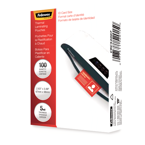 Fellowes GlossyPouches - ID Tag Unpunched, 5 mil Thickness, Pack of 100