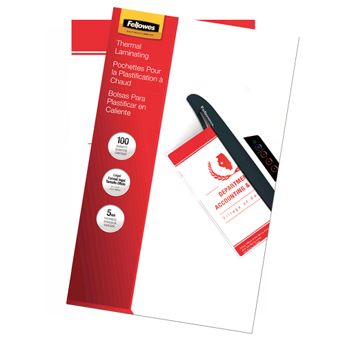 Fellowes Glossy Pouches - Lawful, 5 mil, 100 pack
