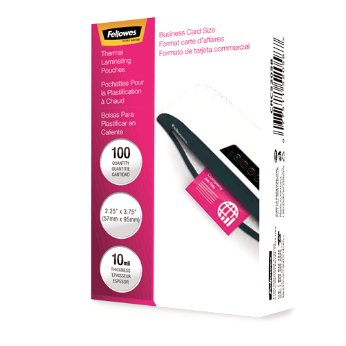 Fellowes Glossy Pouches - Business Card, 10 mil, 100 pack