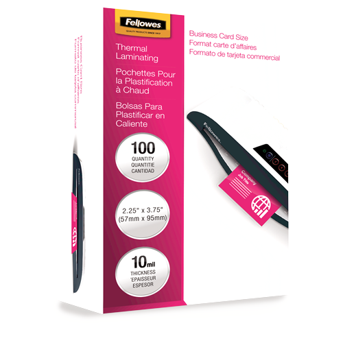Fellowes Glossy Pouches - Business Card, 10 mil, 100 pack
