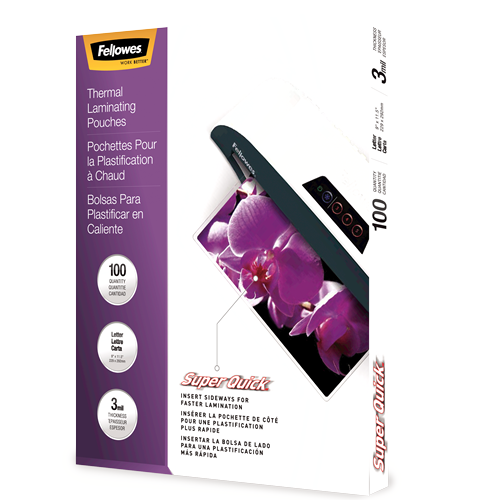 Fellowes Shiny UltraFast Pouches - Letter, 3 mil, 100 pack