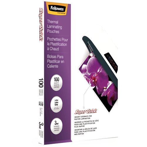 Fellowes Shiny UltraFast Pouches - Letter, 3 mil, 100 pack