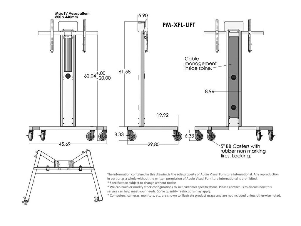 AVFi PM-XFL-LIFT Mobile Electric Lift Display Stand
