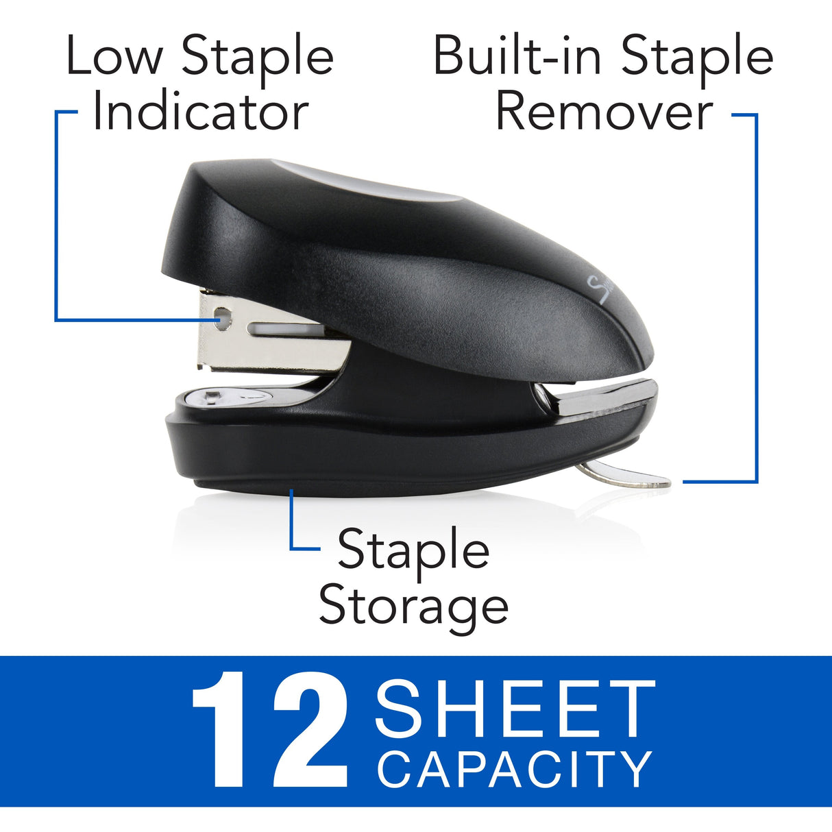 Swingline Tot Stapler, Built-in Staple Remover, 12 Sheets, Black