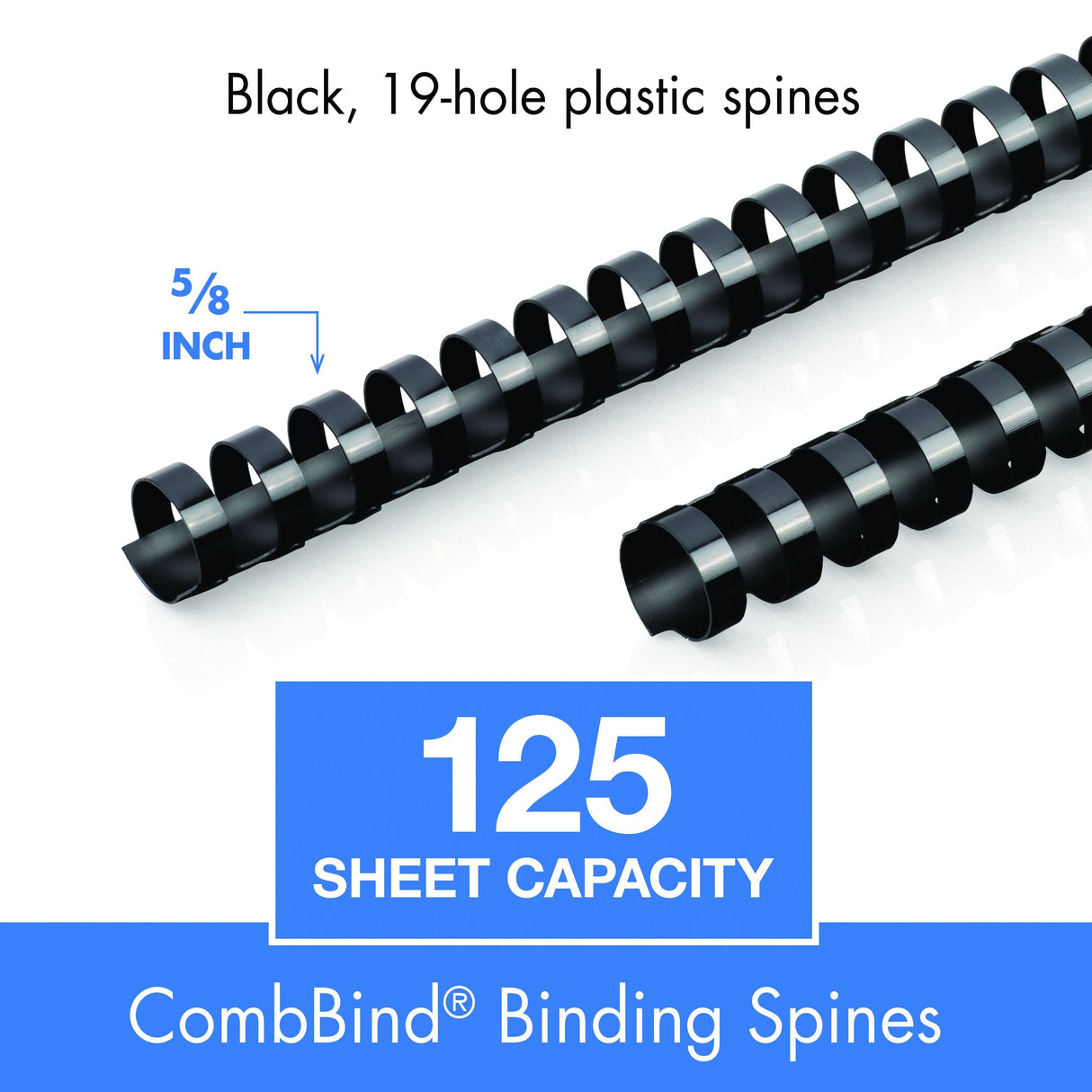 Mead CombBind 5/8" Black Binding Spines - Pack of 125