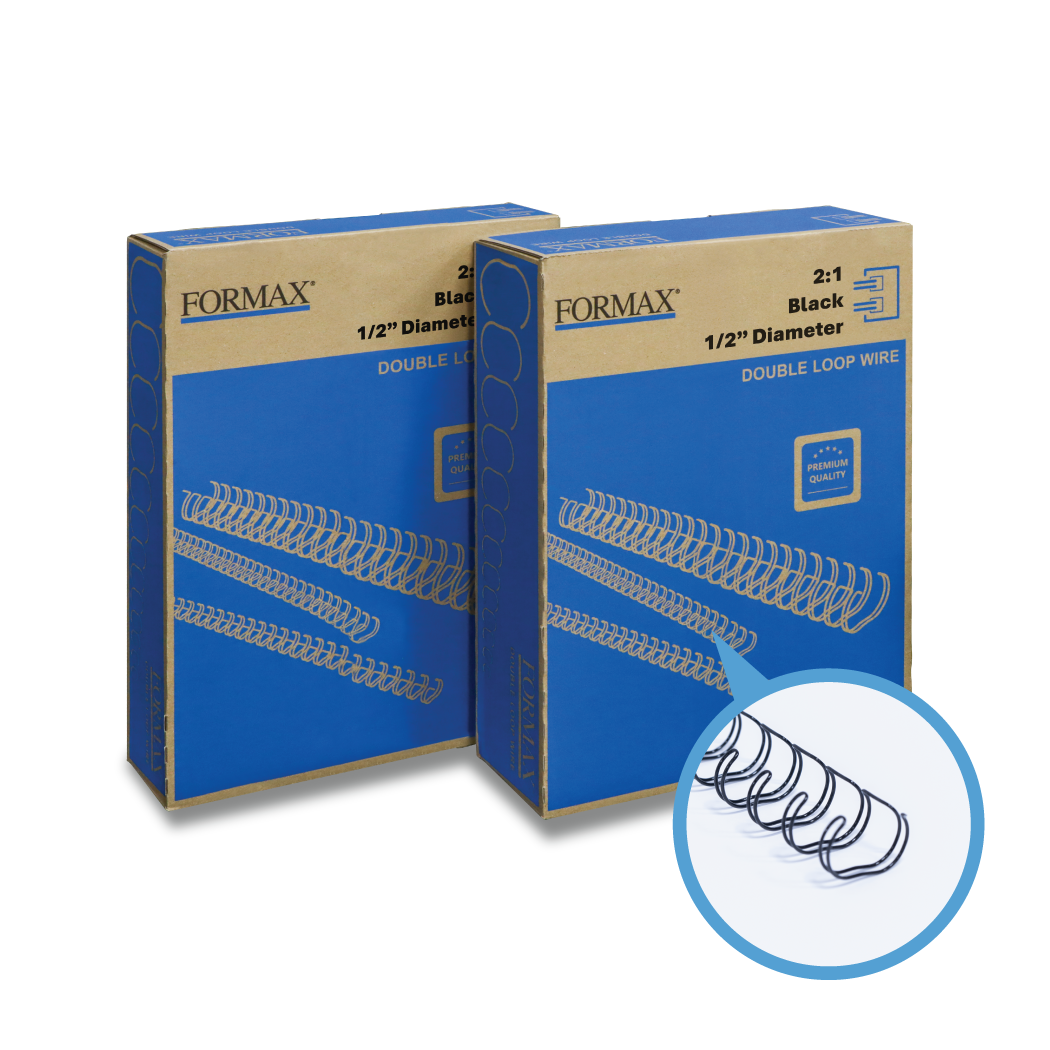 Formax Black ReadyWire, Letter Size, Double-Loop, Pitch 3:1 (1/4″ to 1/2″) & 2:1 (1/4″ to 1-1/4″) Binding Wire
