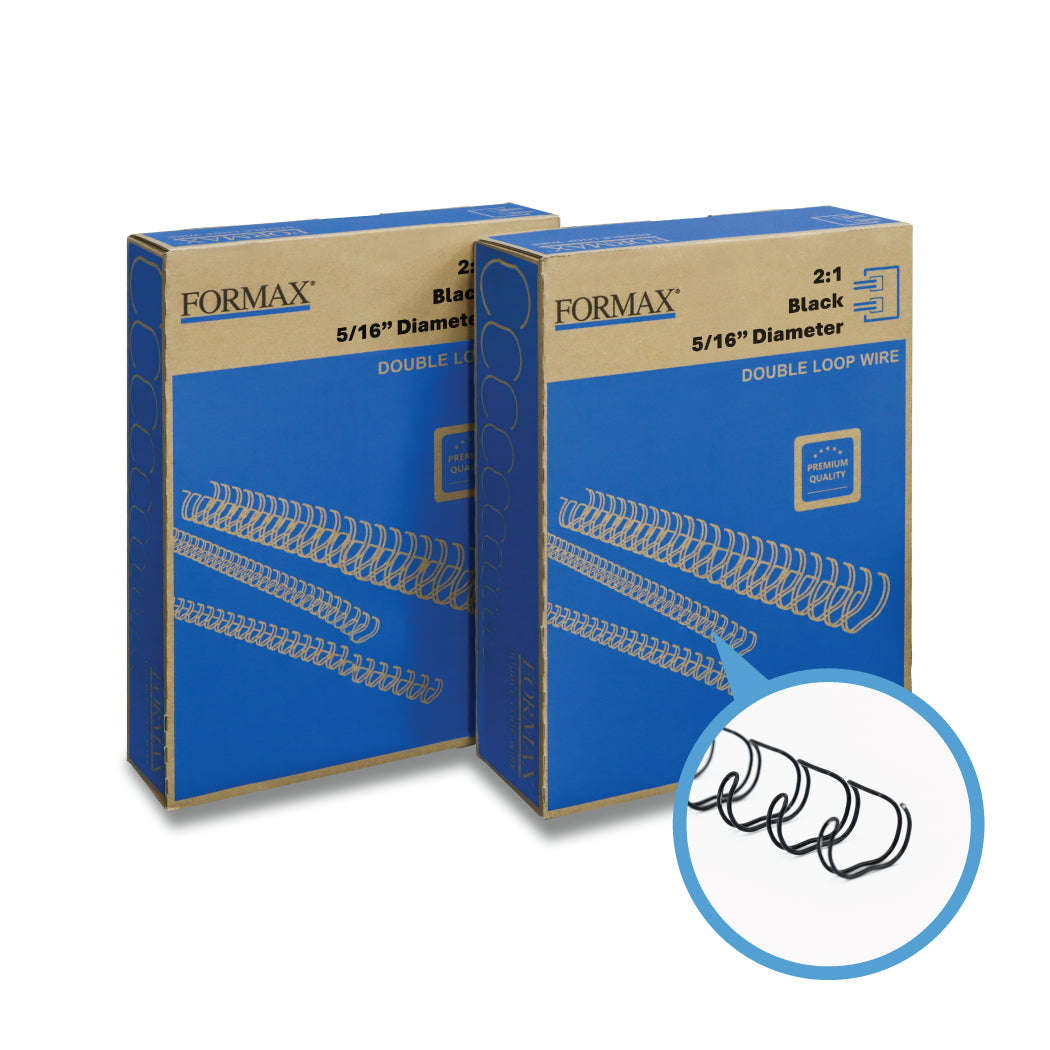 Formax Black ReadyWire, Letter Size, Double-Loop, Pitch 3:1 (1/4″ to 1/2″) & 2:1 (1/4″ to 1-1/4″) Binding Wire