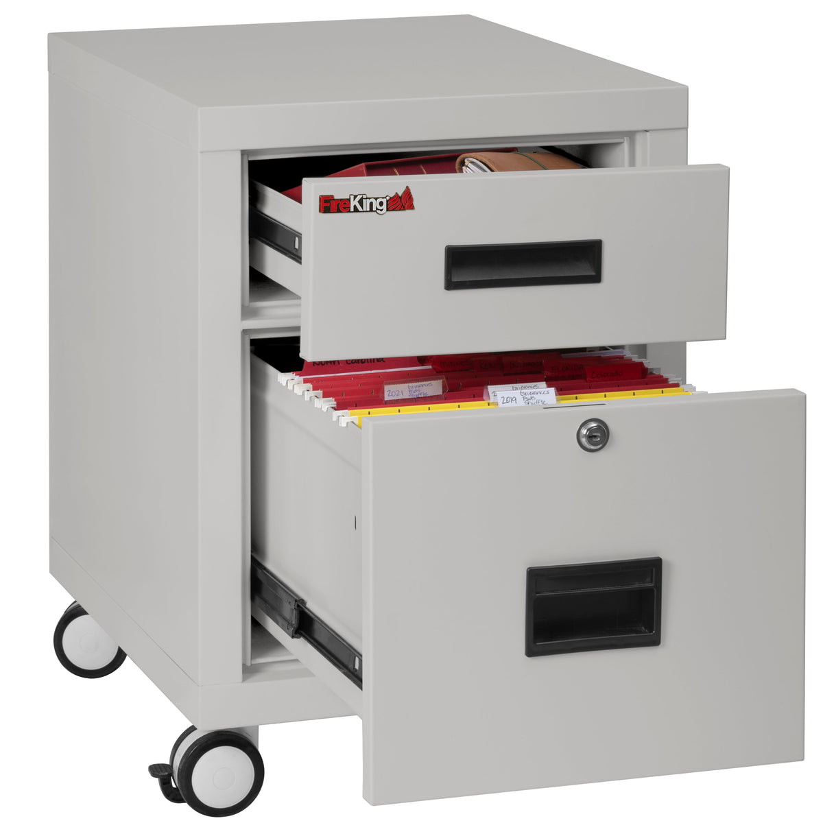 FireKing Mobile Pedestal Legal/Letter File Cabinet (1-Hour Fire Rated) – Clary B