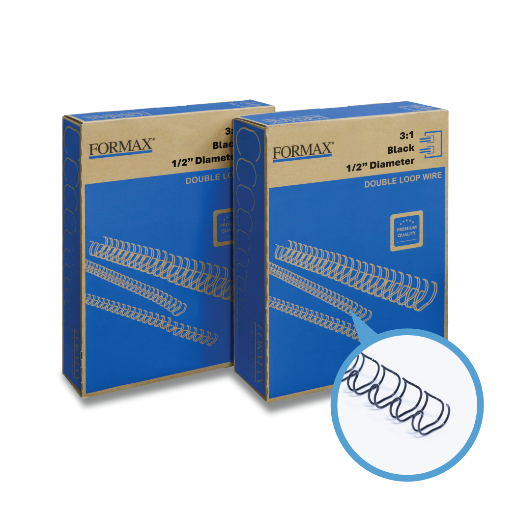 Formax Black ReadyWire, Letter Size, Double-Loop, Pitch 3:1 (1/4″ to 1/2″) & 2:1 (1/4″ to 1-1/4″) Binding Wire