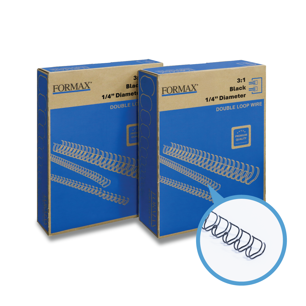 Formax Black ReadyWire, Letter Size, Double-Loop, Pitch 3:1 (1/4″ to 1/2″) & 2:1 (1/4″ to 1-1/4″) Binding Wire