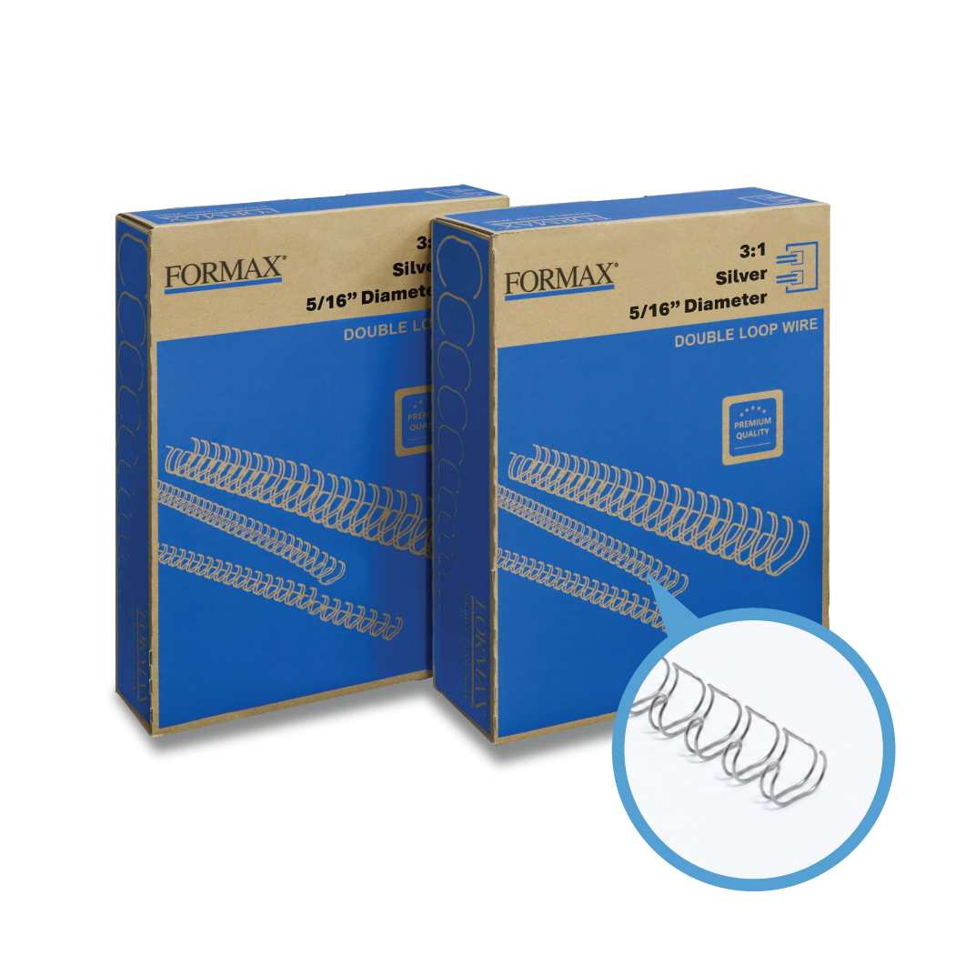 Formax Silver ReadyWire, Letter Size, Double-Loop, Pitch 3:1 (1/4″ to 1/2″) & 2:1 (1/4″ to 1-1/4″) Binding Wire