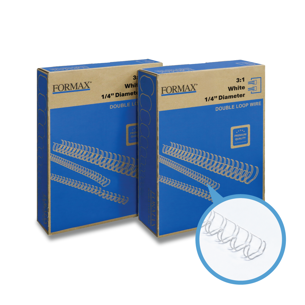 Formax White ReadyWire, Letter Size, Double-Loop, Pitch 3:1 (1/4″ to 1/2″) & 2:1 (1/4″ to 1-1/4″) Binding Wire