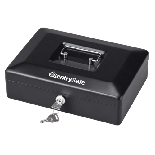 SentrySafe Waterproof and Fireproof Black Steel Cash Box - 0.12 Cubic Feet, 3.3 x 9.8 x 7.4 Inches.