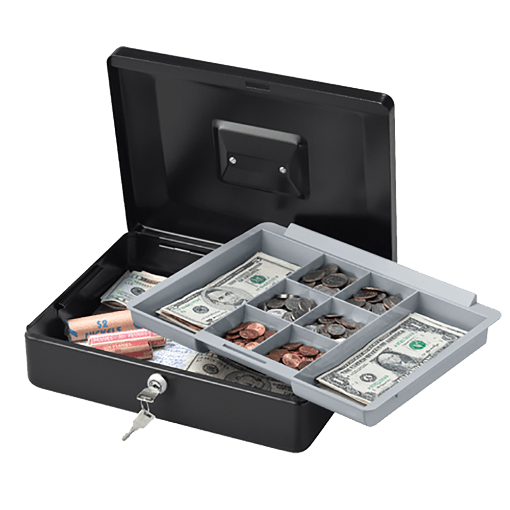 SentrySafe Steel Cash Box with Privacy Key Lock, 0.21 Cubic Feet, 3.7 x 11.8 x 9.3 Inches, 4.67 lbs.