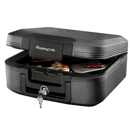 SentrySafe Fireproof and Waterproof Black Steel Chest - 0.28 Cubic Feet, 6.6 x 15.4 x 14.3 Inches