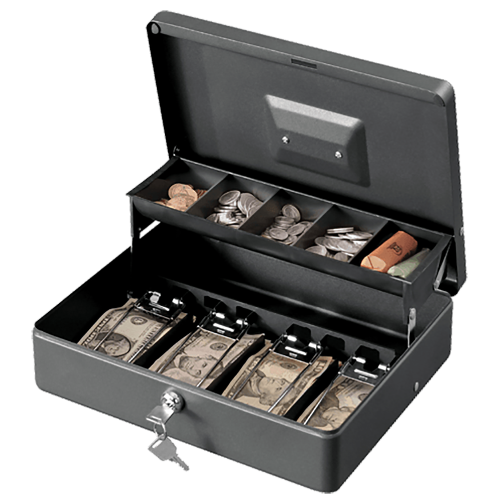 SentrySafe Deluxe Cash Box - 0.21 Cubic Feet Capacity, 3.7 x 11.8 x 9.3 Inches, 5 lbs