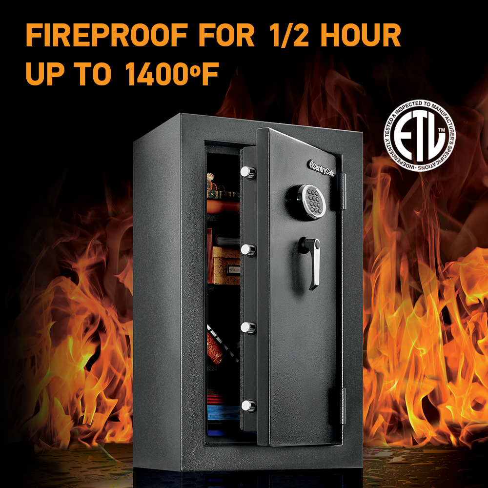 SentrySafe Fireproof and Waterproof Digital Safe with 4.71 Cubic Feet Capacity 7.7 x 21.7 x 19.0 Inches, 217 lbs