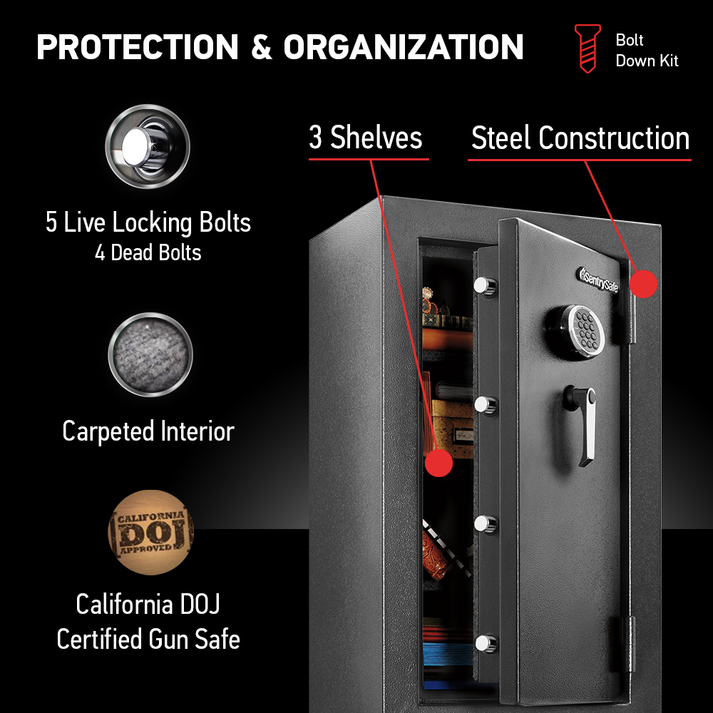 SentrySafe Fireproof and Waterproof Digital Safe with 4.71 Cubic Feet Capacity 7.7 x 21.7 x 19.0 Inches, 217 lbs