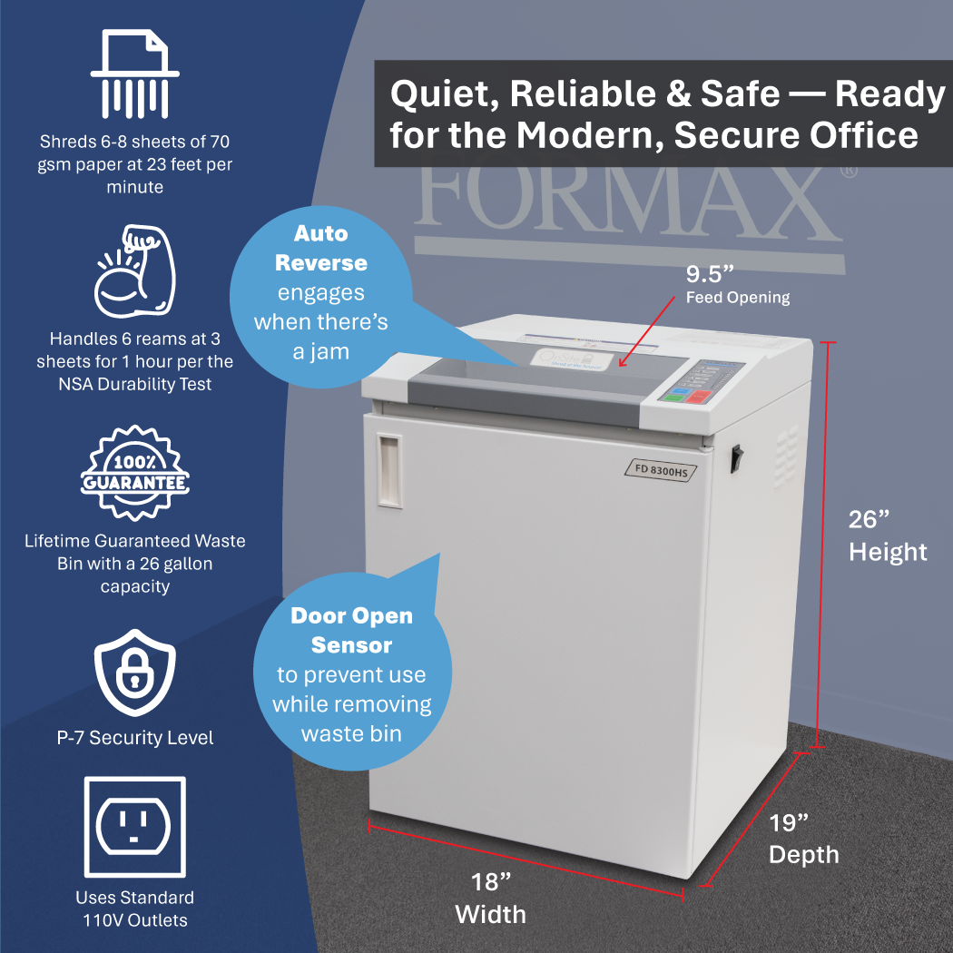 Formax FD 8300HS High Security Deskside Shredder (NSA Listed)
