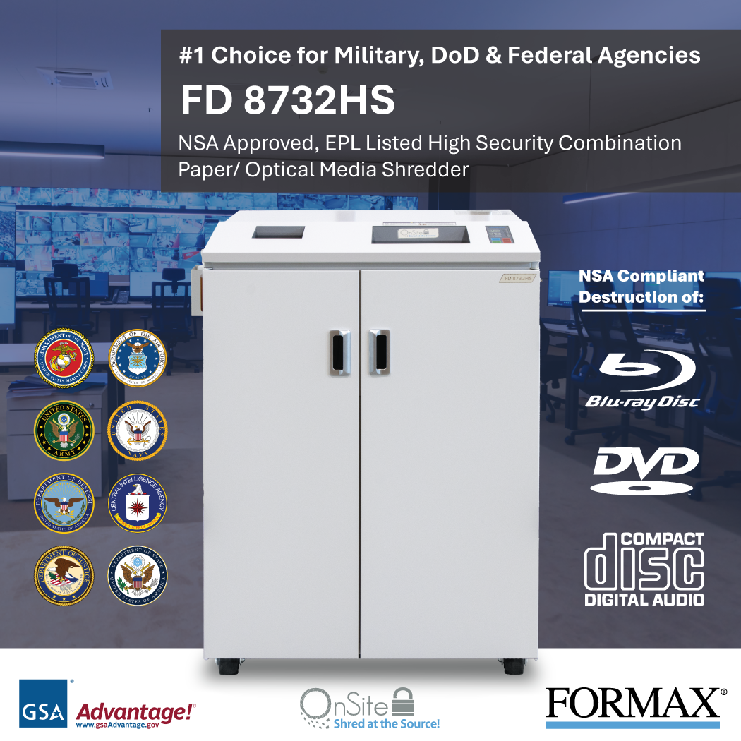Formax FD 8732HS High Security Paper & Optical Media Shredder (NSA Listed)