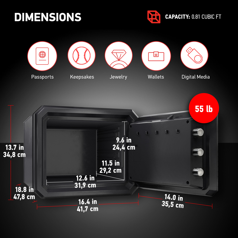 SentrySafe Fireproof and Waterproof Home Safe with Combination Lock - 0.81 Cubic Feet, 13.7 x 16.4 x 18.8 Inches, 55 lb