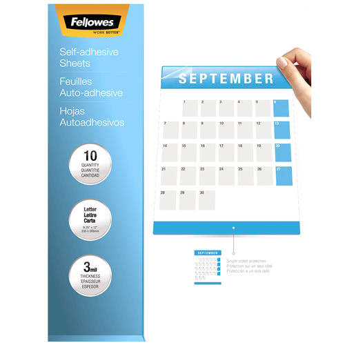 Fellowes Self-Adhesive Laminating Sheets, A4 Size, 3mil Thickness, Pac – Clary B FEL5221502