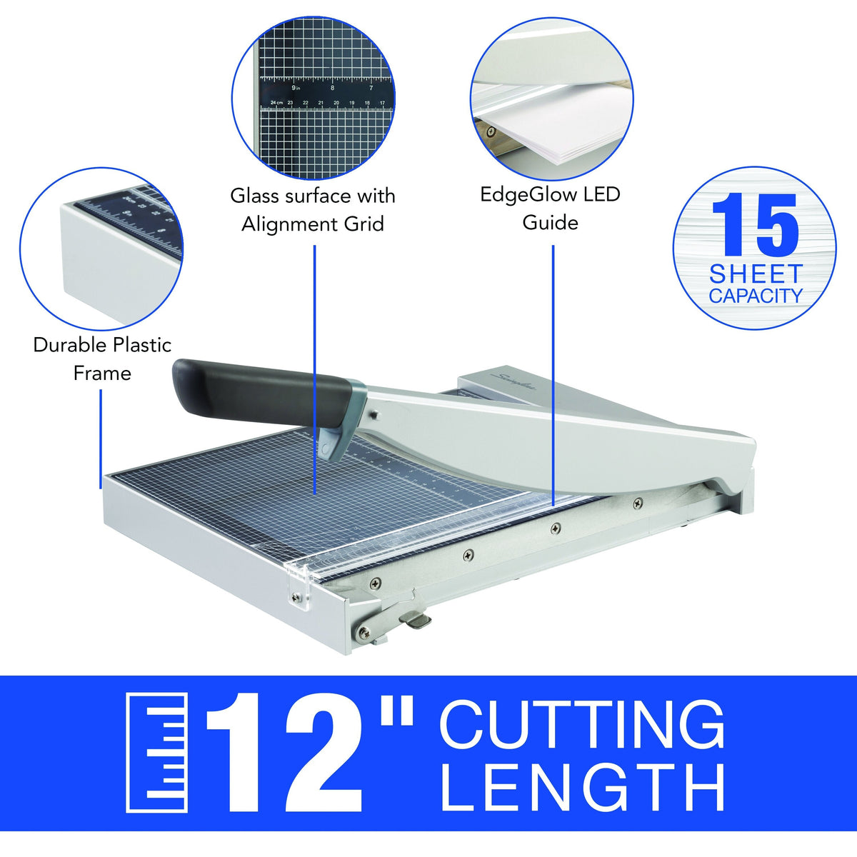 Swingline ClassicCut 1215G EdgeGlow Glass Guillotine Trimmer – Clary Business Ma