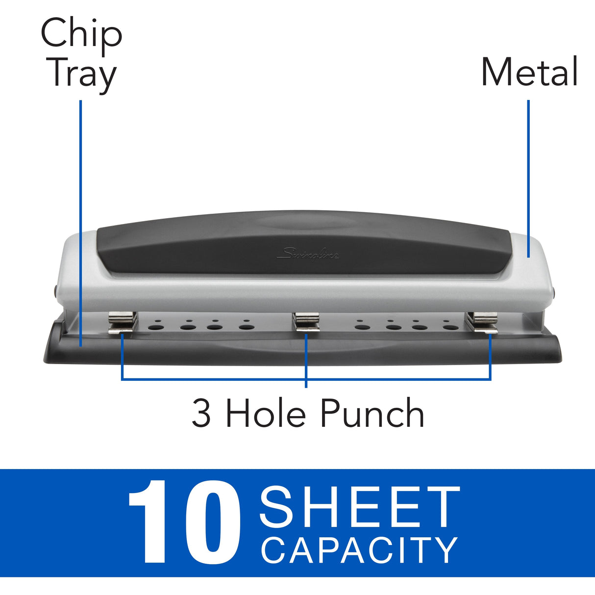 Swingline Precision Pro Desktop Punch, 2-3 Hole, Adjustable Centers, 10 Sheets